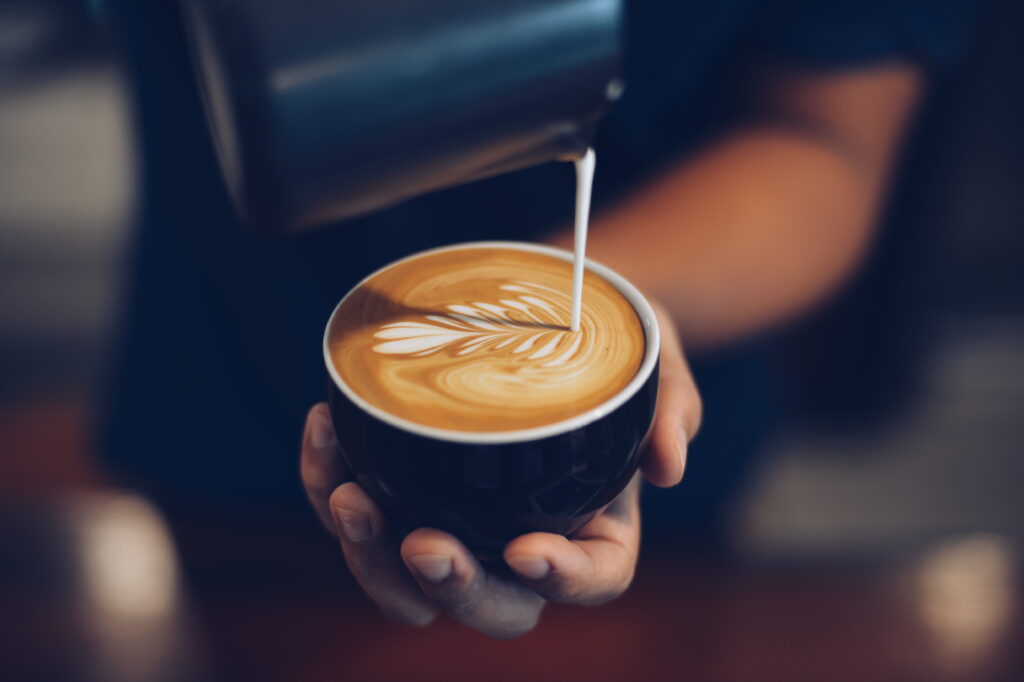 cup of coffee latte in coffee shop